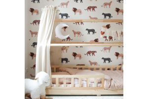 Nursery with big cats wallpaper