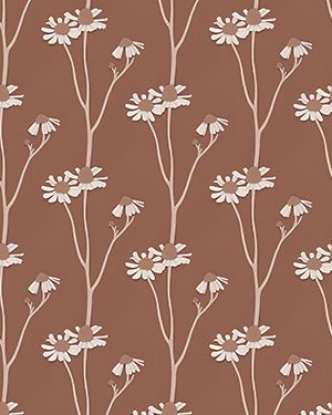 Chamomile wallpaper brown
