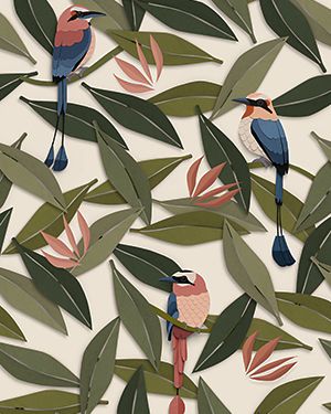 Birds wallpaper cream