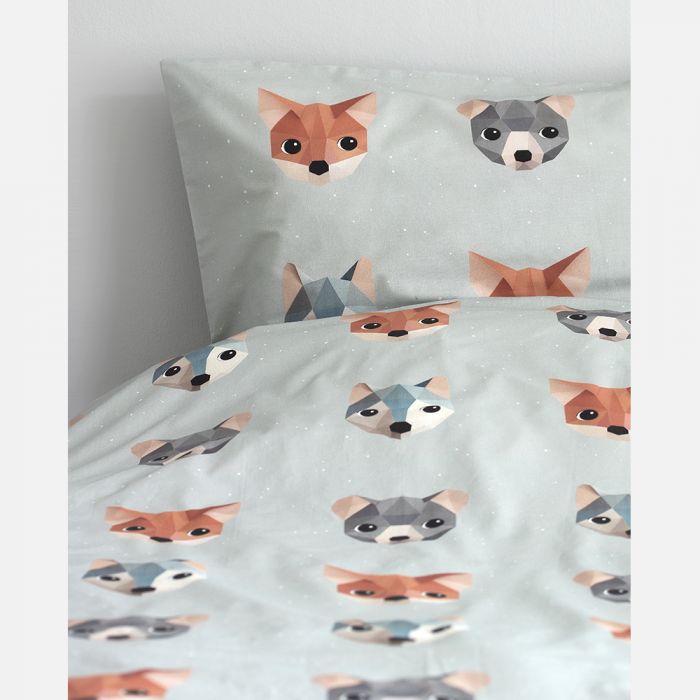 Forest Animals Duvet Cover Ice Blue 120 X 150 Cm