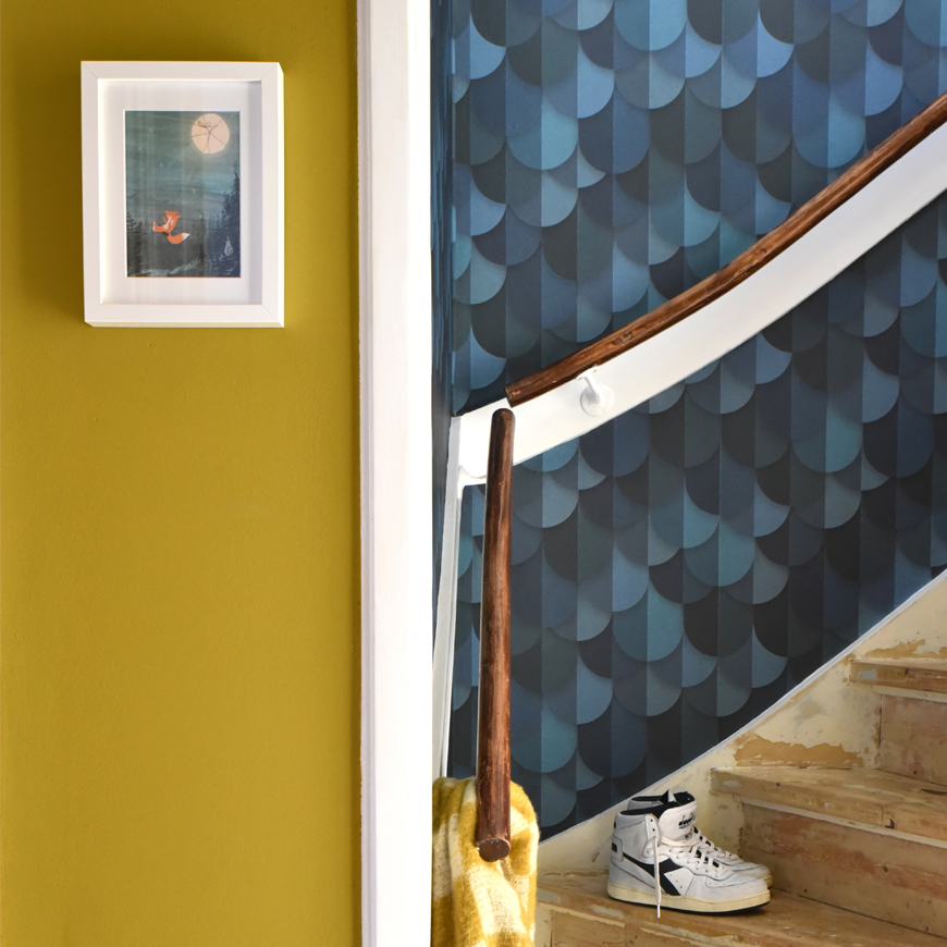 Custom made wallpaper for stairwell and attic